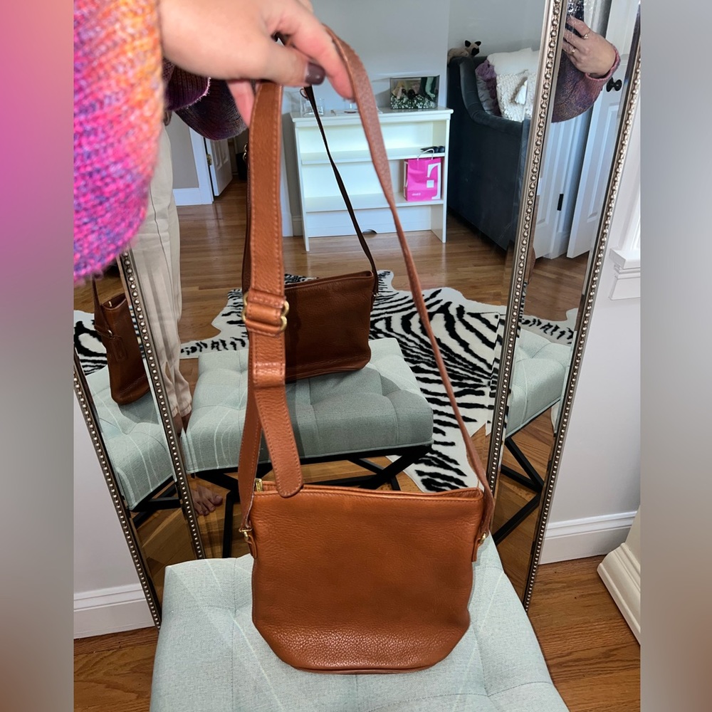 Brown leather coach satchel, worn leather
